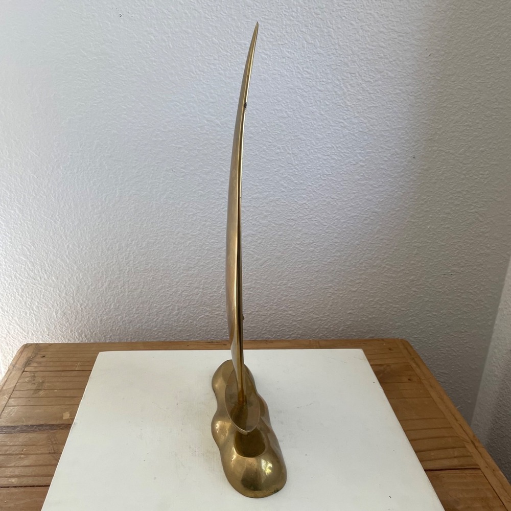 Vintage Brass Sailboat Sculpture Coastal Shelf Decor Mid Century Modern Nautical - Picture 5 of 10